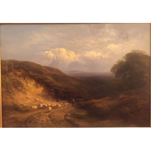 263 - George Cole 1810 - 1883. Sunset in Surrey. Oil on Board 43 x 61 cms. Signed and dated 1878 lower rig... 