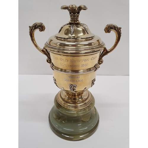 821 - A Chester silver gilt Trophy Cup with inscription ' The Old Newton Cup, Haydock 1961 won by Menelek.... 