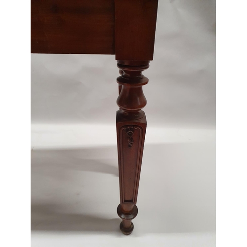 825 - A lovely 19th Century mahogany, marble topped Hall Table with square carved tapered supports. 107w x... 