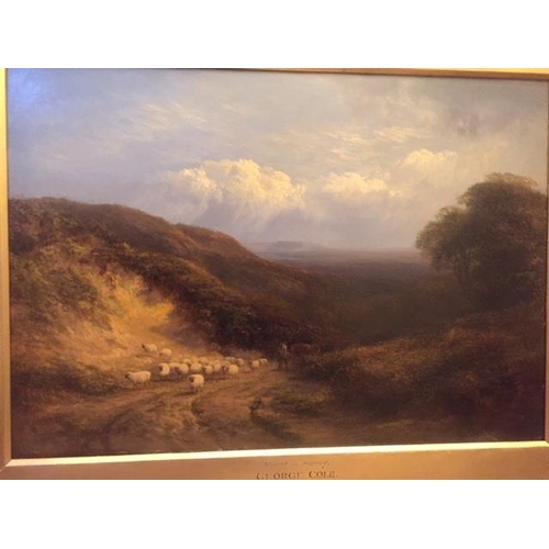 263 - George Cole 1810 - 1883. Sunset in Surrey. Oil on Board 43 x 61 cms. Signed and dated 1878 lower rig... 