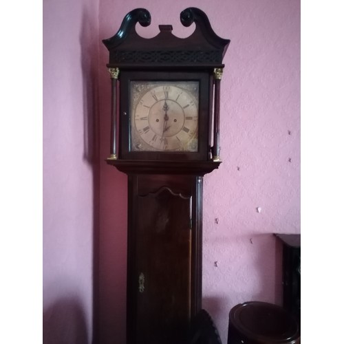 264 - A really good Georgian Mahogany brass dial Longcase Clock by George Walker, Dublin with architectura... 