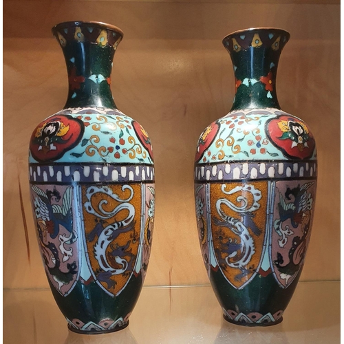 127 - A pair of 19th Century Cloisonné Vases with allover decoration. (slight damage).