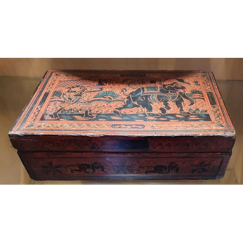 128a - An oriental Box with red ground.