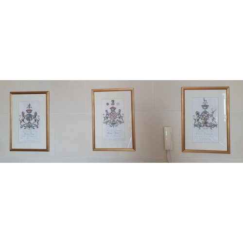 171 - A good set of four Coloured Armorial Prints. 61 x 43 cms approx.