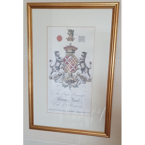 171 - A good set of four Coloured Armorial Prints. 61 x 43 cms approx.