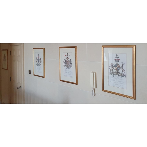 171 - A good set of four Coloured Armorial Prints. 61 x 43 cms approx.