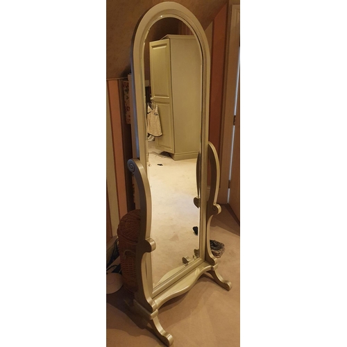 200 - Withdrawn. A good Silvered Timber Cheval Mirror. H 185 x 61 cms.