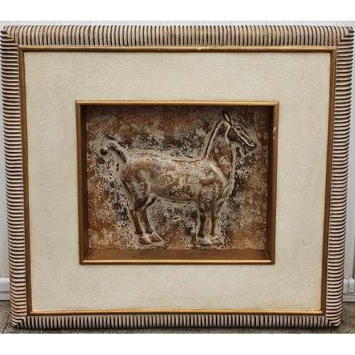 336 - A Musuko Timber Panel of a Horse in relief. 84 x 76 cms approx.