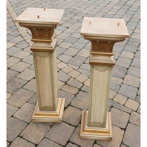 358 - A good pair of Painted Pedestals. 25cms square x 84 cms high approx.