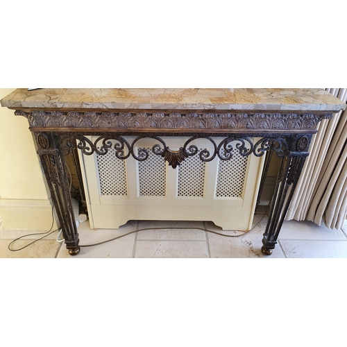 58 - A really good Marble topped Console Table in the Empire style with acanthus leaf moulded frame raise... 