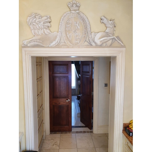 65 - Two Nat Clemence Hand Painted Door Pelmets. Taken from The Customs House. 102w x 61h & 143w x 61h cm... 