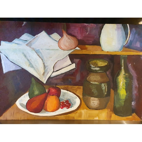 66 - An Oil on Board of Still Life by Nat Clemence. Approximately 61 x 41cms.