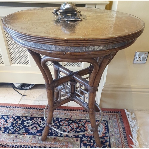 70a - A really good Bamboo effect Side Table. 60d cms.