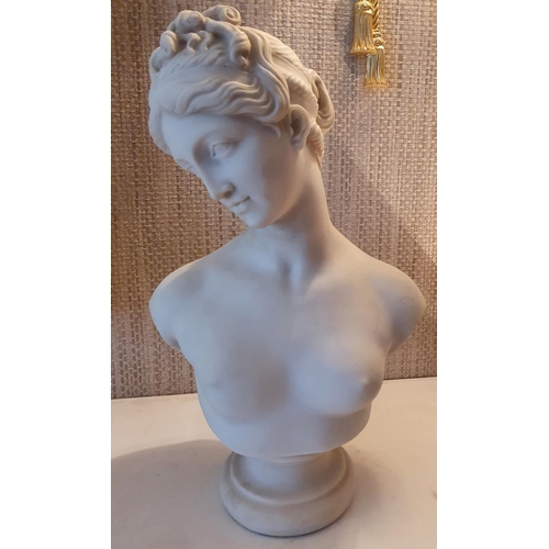 84 - A pair of Parian Ware half length Busts of a Male and Female. 35 cms approx.