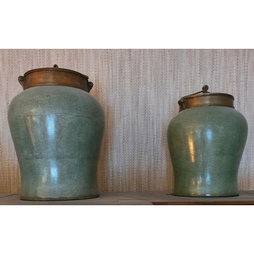 94 - A set of four Oriental style Urns, the tallest being 16 cms approx.