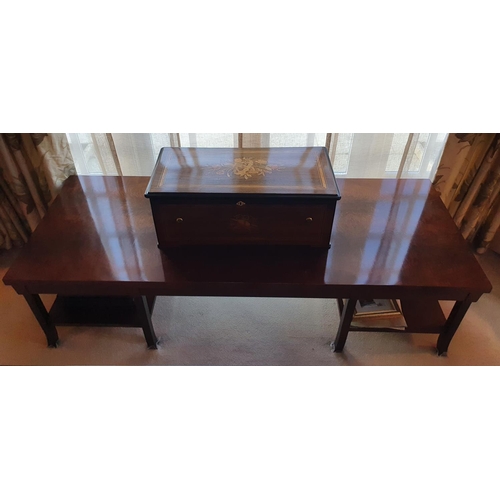 95 - A lovely Mahogany and Flame Grain Mahogany Coffee Table with compartment base. 168 x 61 x 45 cms app... 