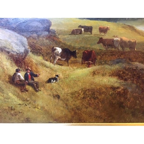 11 - George Shalders 1826 - 1873.
Two men and the dog with cattle in a mountainous landscape (believed to... 