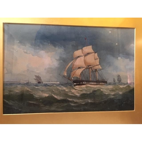 164 - Charles Taylor junior 1841 - 1883. A three masted ship entering harbour, Watercolour. 28 x 42 cm app... 