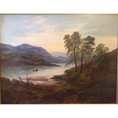 72 - William McEvoy, Irish 19th Century, flourished 1858 to 1891. A tranquil Irish mountainous lake lands... 