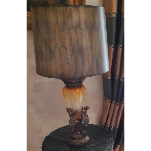 202 - Withdrawn. A lovely large pair of Table Lamps with leaf decoration 95 cm.