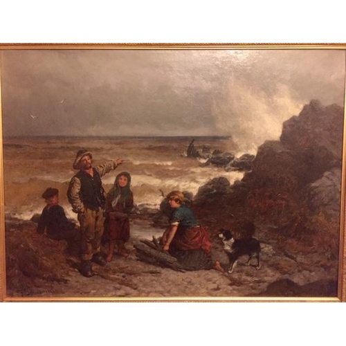 219 - Frederick Gerald Kinnaird, ( flourished 1864 - 1881). Gathering driftwood from nearby wreck, West of... 