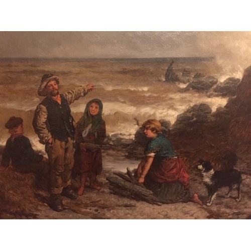 219 - Frederick Gerald Kinnaird, ( flourished 1864 - 1881). Gathering driftwood from nearby wreck, West of... 