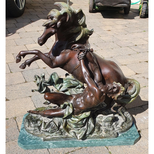 204 - A Fabulous Bronze Figural Group of a rearing Horse stamped Poitevin. 56 x 24 x 57h cms.