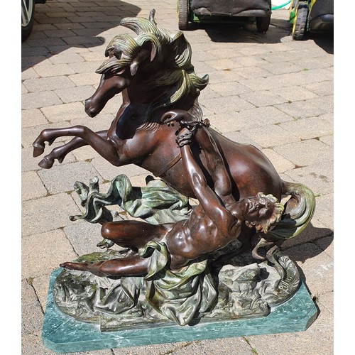 204 - A Fabulous Bronze Figural Group of a rearing Horse stamped Poitevin. 56 x 24 x 57h cms.