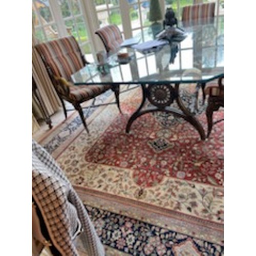 69 - A large Handwoven Kashan Carpet with cream ground multi borders and allover decoration. 380 x 264 cm... 