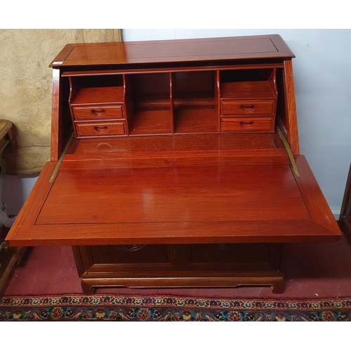775 - A good Oriental Hardwood Bureau with fitted interior. W 90 x 43 x H 107 cms approx.