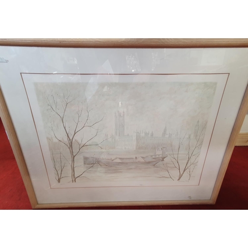 289 - A large Limited Edition Coloured Print by Jeremy King of Big Ben and Houses of Parliament. Signed LR... 