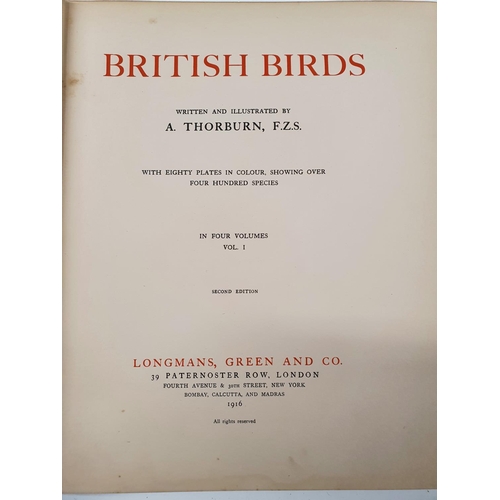 337 - Three volumes of British Birds written and illustrated by Archibald Thorburn. Volumes 1 11 and 1V. 1... 