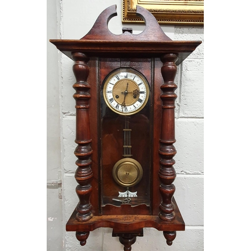 110 - A late 19th Century Mahogany Vienna Wall Clock. W 36.5 x d 17 x h 85 cms approx.