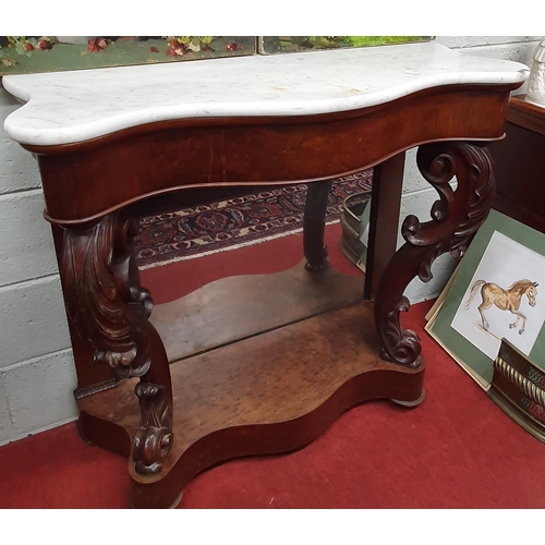 117 - A really good William IV Mahogany serpentine fronted Console Table/Hall Table with a marble top. The... 