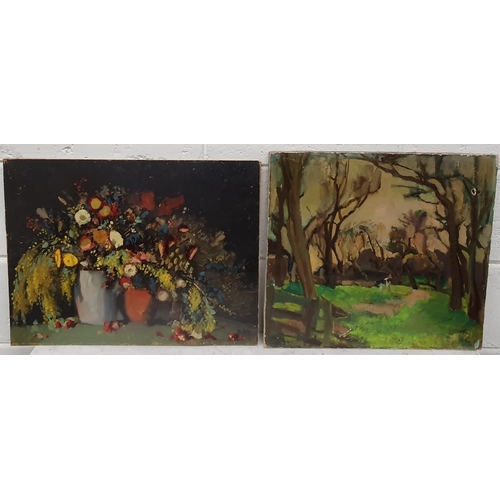 120 - A 20th Century Oil On Canvas (50.5 x 46 cms) along with a 20th Century Still Life On Board. 43.5 x 5... 