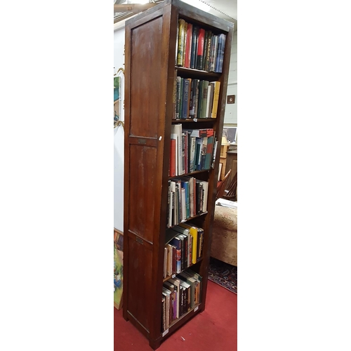 130 - A really good pair of narrow Oak Open Book cases. 65.5 x D 37 x H 230 cms approx.