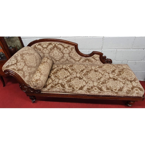 139 - A 19th Century Mahogany show frame Chaise longue. L 170 x W 62 cms approx.