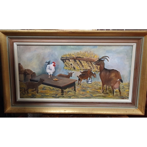 142 - A large Oil On Canvas of Ducks along with a large Oil On Canvas ploughing scene.(AF) along with a pr... 