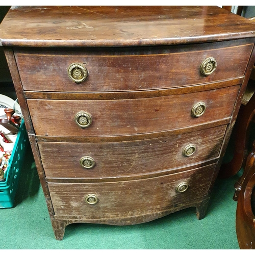 90 - A Regency Mahogany four drawer bow fronted Chest of Drawers. W 65 x D 44 x H 72 cms approx.