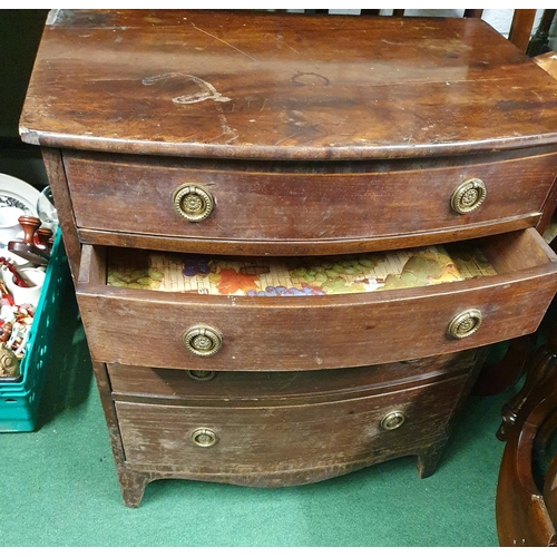 90 - A Regency Mahogany four drawer bow fronted Chest of Drawers. W 65 x D 44 x H 72 cms approx.