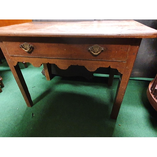 98 - A Georgian Oak Low Boy with shaped frieze outline and single drawer. 80 x 47 x H 57 cms approx.