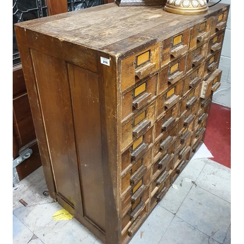 215 - A really good late 19th Century early 20th Century bank of Filing Drawers(Provenance came originally... 