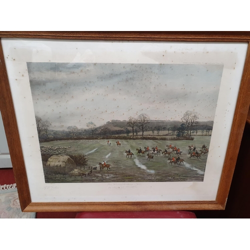 226 - A good set of four 19th Century coloured hunting Prints. Signed by G.D Giles. 54 x 40 cms approx.