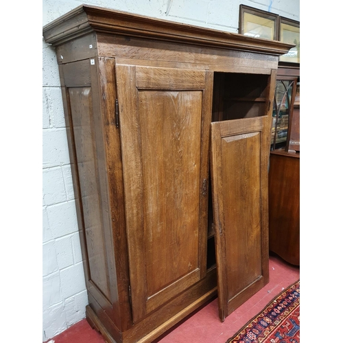 227 - A good 19th Century Oak Continental Armoire, ( door hinge broken). W 156 x D 57 x H 187 cms approx.