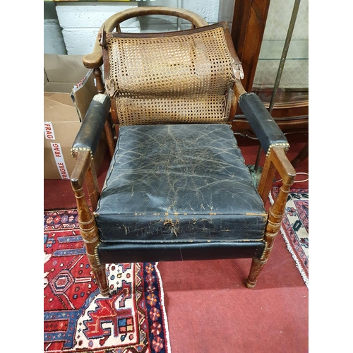 238 - A 19th Century Oak Tub Chair with rush seat along with a really good Regency Arm Chair with cane bac... 