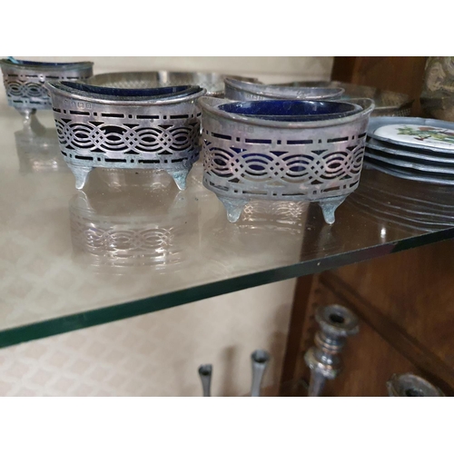 243 - A quantity of Silver Plate to include a set of four Silver Salts.