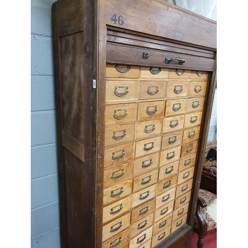 247 - A fantastic quality 19th Century Filing Cabinet Unit with original full tambour door with forty eigh... 