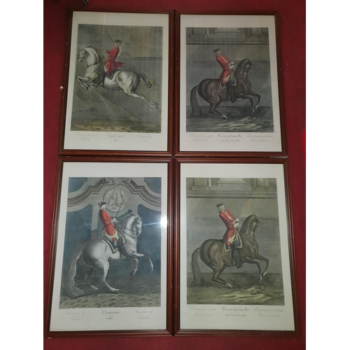 268 - A good set of ten coloured Prints of military men on horseback. 49 x 37 cms approx.