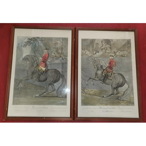 268 - A good set of ten coloured Prints of military men on horseback. 49 x 37 cms approx.