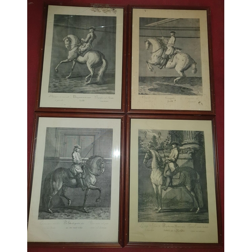 269 - A good set of ten black and white Prints of military men on horseback. 46 x 35 cms approx.